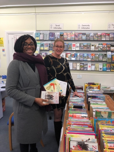 Kemi Badenoch with parish clerk Dena Luxford